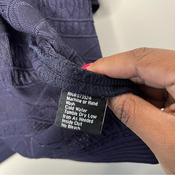 NEW Misook Women Cardigan Sweater Medium Navy Blue Open Knit Dolman Sleeve - Picture 5 of 8